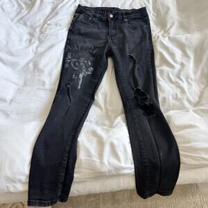 Amiri Cherub Black Denim Skinny Jeans Distressed Ripped Torn Faded Mens 30